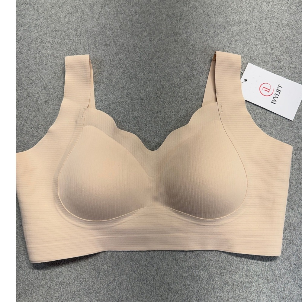 IYYLIFT Womens M Wireless Seamless Bra Nude Beige Ribbed Comfort Bralette NWT